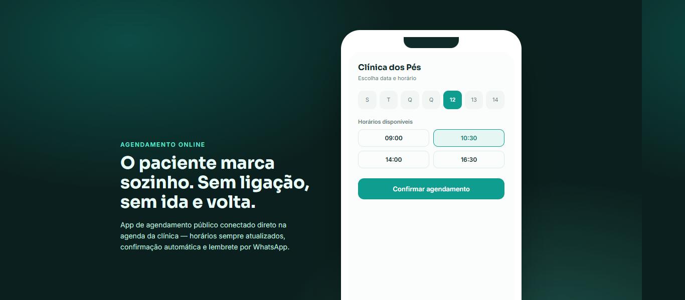 App de agendamento público com calendário e horários disponíveis